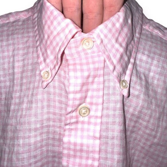 Brooks Brothers Pink 100% Baird Mcnutt Linen S/S Button Down - Picture 3 of 9